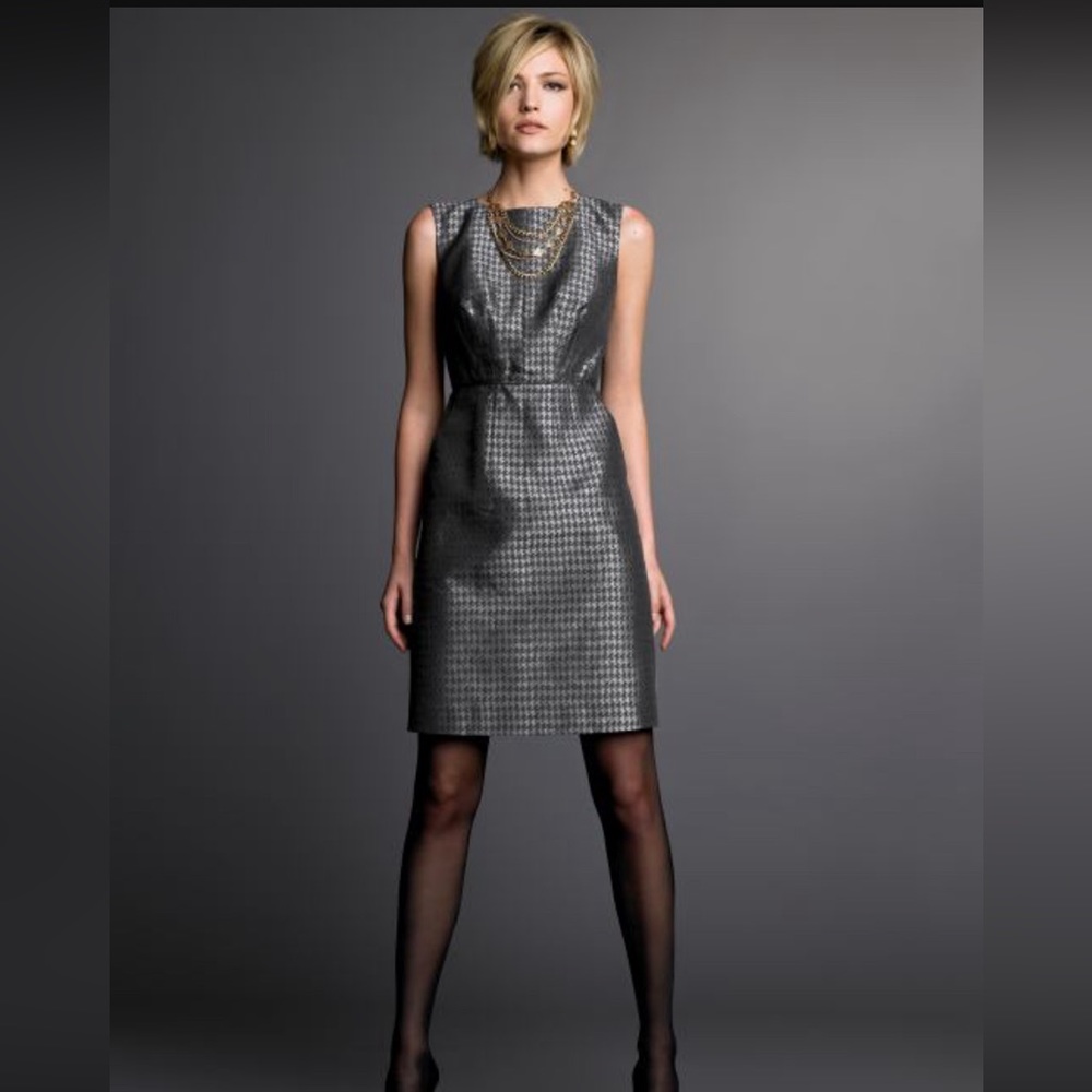 Banana Republic houndstooth black and blue jaquard dress